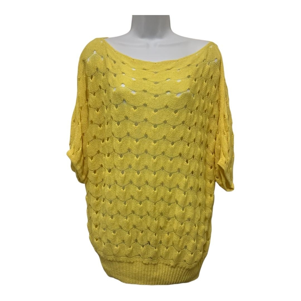 Bebe Lightweight Knit Sweater Yellow Short Sleeved Women's Size L